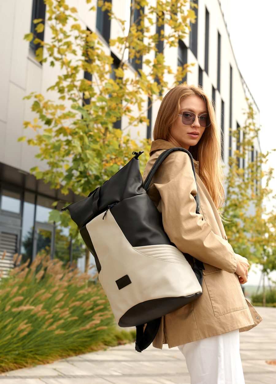 Женский рюкзак роллтоп Sambag RollTop X черный с серым