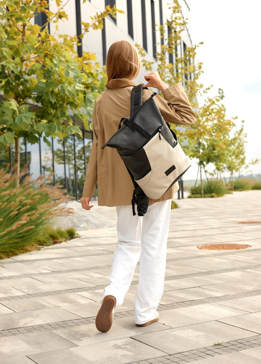 Женский рюкзак роллтоп Sambag RollTop X черный с серым
