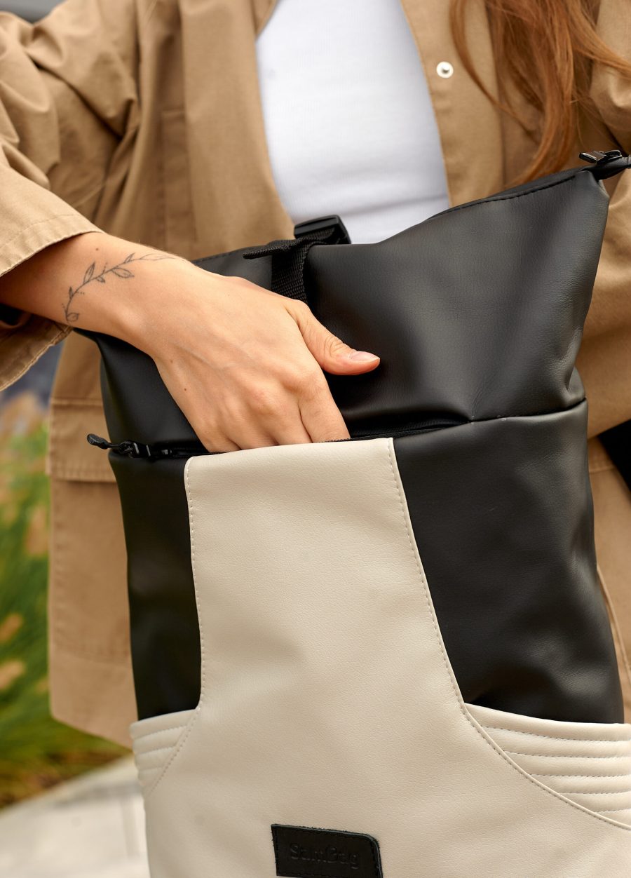 Женский рюкзак роллтоп Sambag RollTop X черный с серым