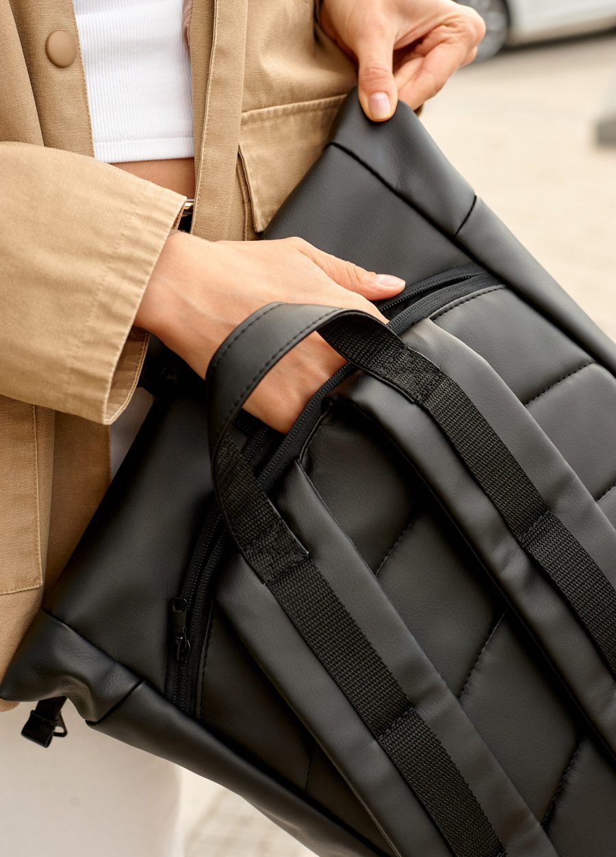 Женский рюкзак роллтоп Sambag RollTop X черный с серым