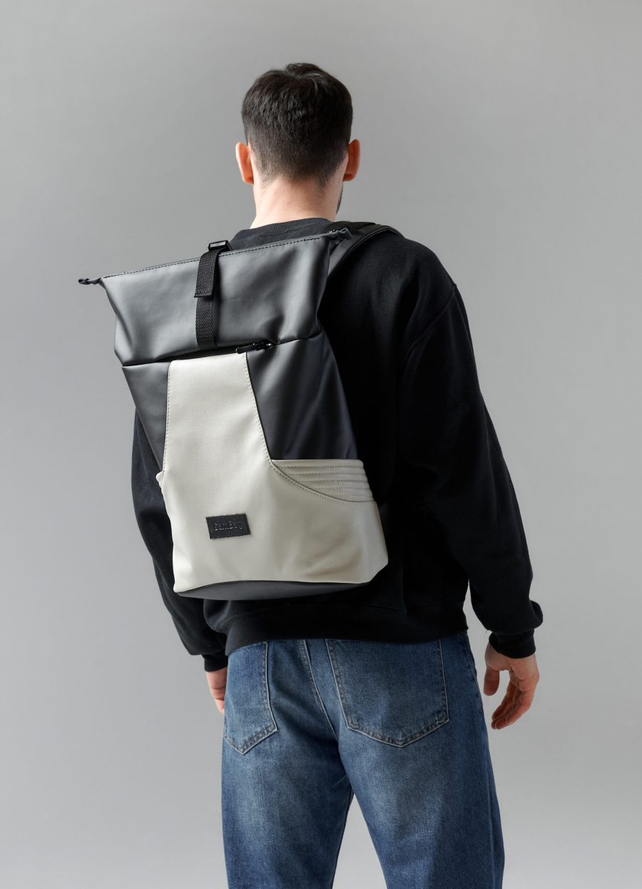 Рюкзак роллтоп чоловічий Sambag RollTop X чорний із сірим