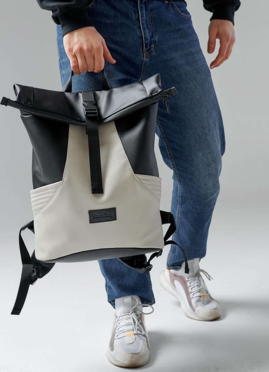 Рюкзак роллтоп чоловічий Sambag RollTop X чорний із сірим