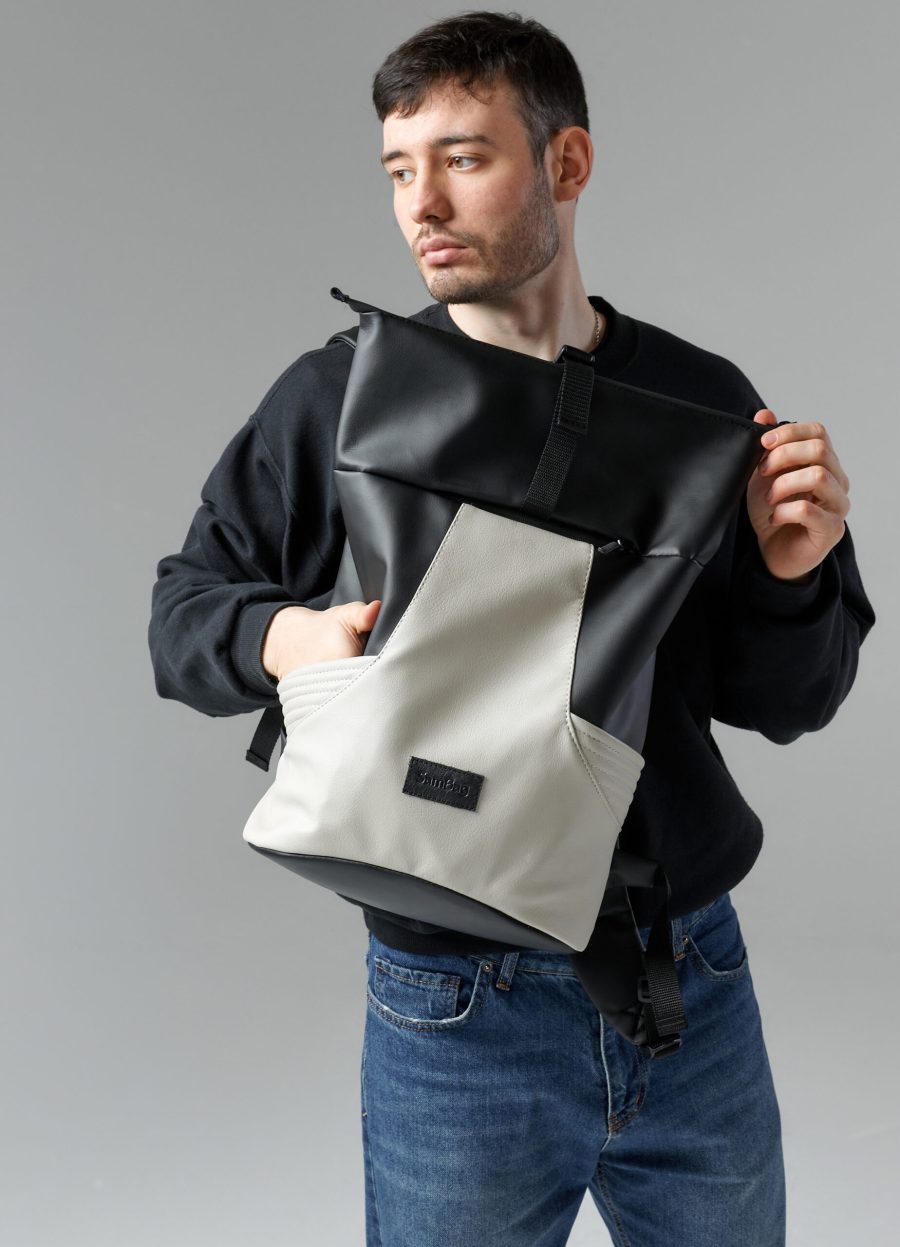 Рюкзак роллтоп чоловічий Sambag RollTop X чорний із сірим