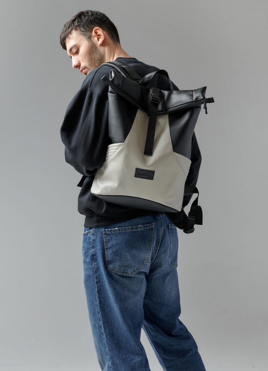 Рюкзак роллтоп чоловічий Sambag RollTop X чорний із сірим