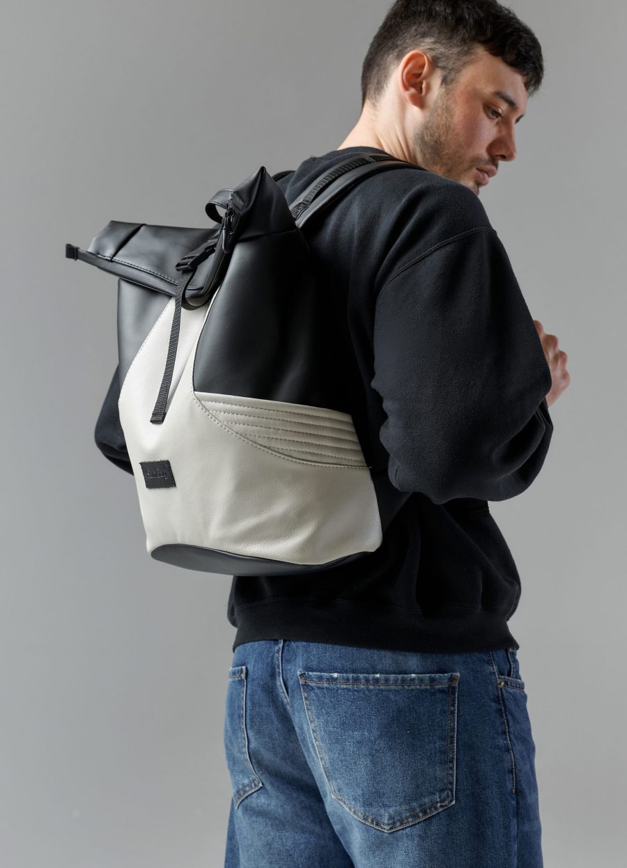 Рюкзак роллтоп чоловічий Sambag RollTop X чорний із сірим