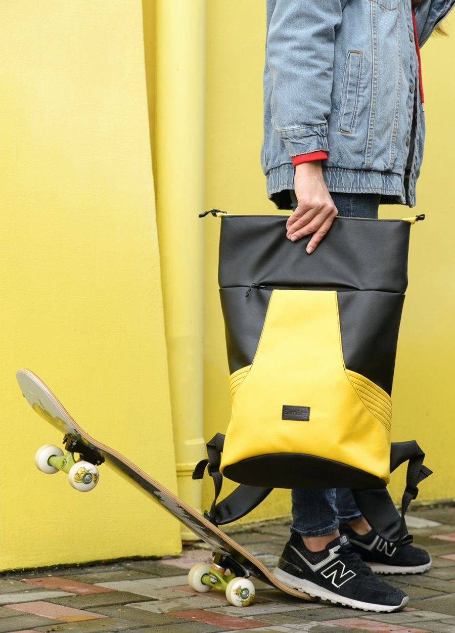 Женский рюкзак роллтоп Sambag RollTop X черный с желтым