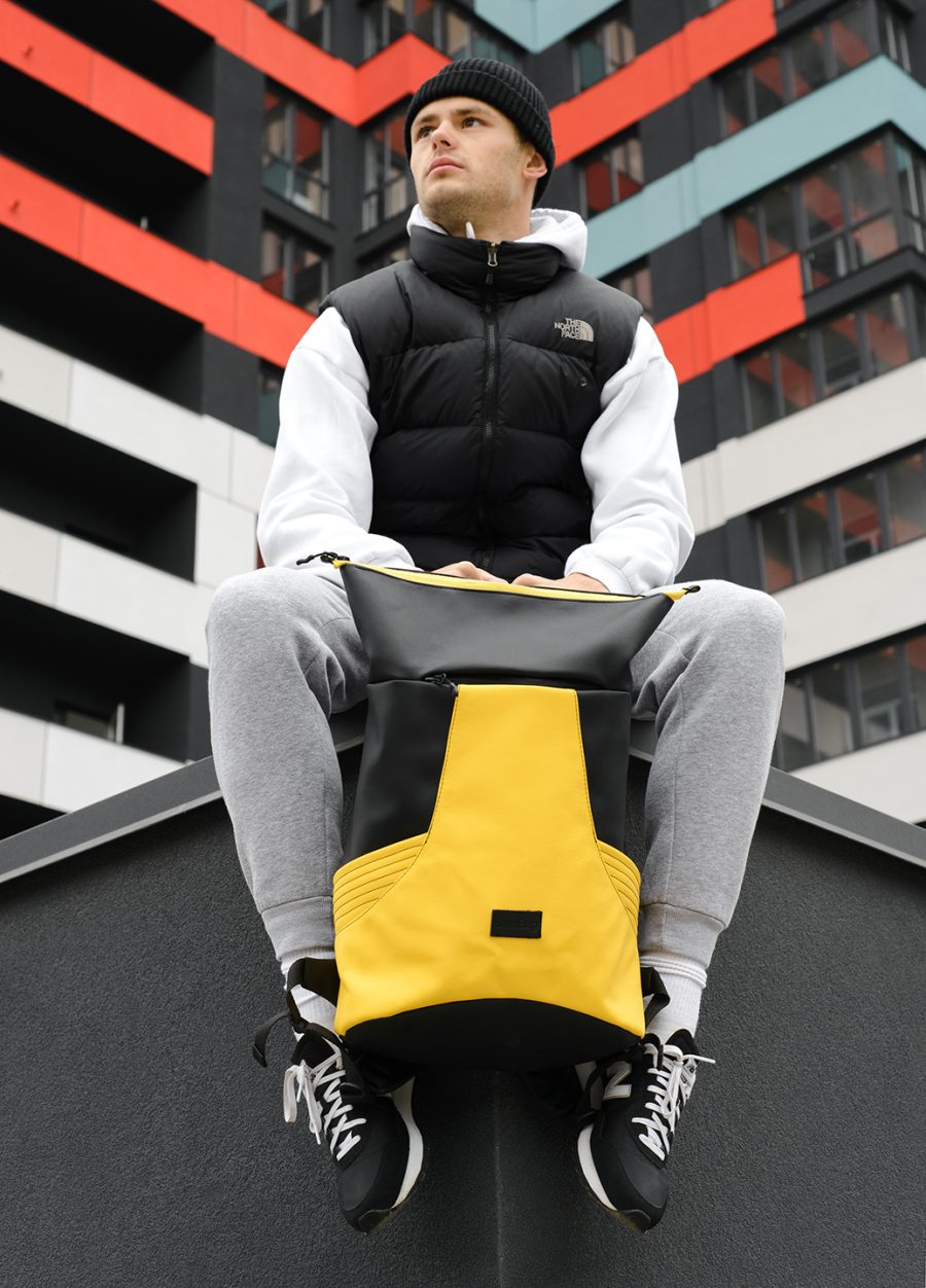 Мужской рюкзак роллтоп Sambag RollTop X черный с желтым