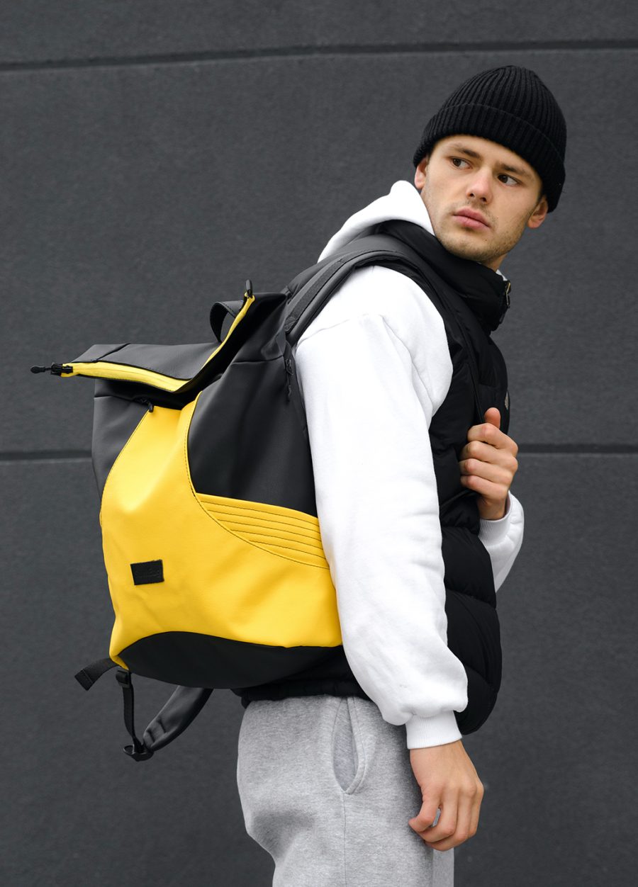 Мужской рюкзак роллтоп Sambag RollTop X черный с желтым