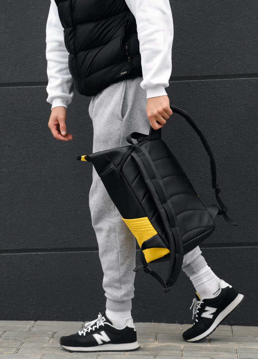 Мужской рюкзак роллтоп Sambag RollTop X черный с желтым