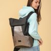 Рюкзак роллтоп жіночий Sambag RollTop MQN чорний зі срібним