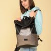 Рюкзак роллтоп жіночий Sambag RollTop MQN чорний зі срібним