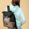 Рюкзак роллтоп жіночий Sambag RollTop MQN чорний зі срібним