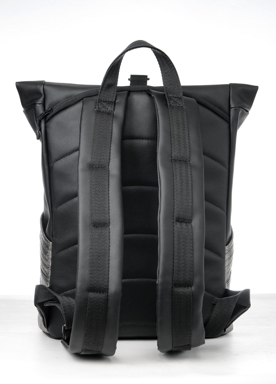Рюкзак роллтоп жіночий Sambag RollTop MQN чорний зі срібним