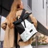 Рюкзак роллтоп жіночий Sambag RollTop X чорно-білий з принтом
