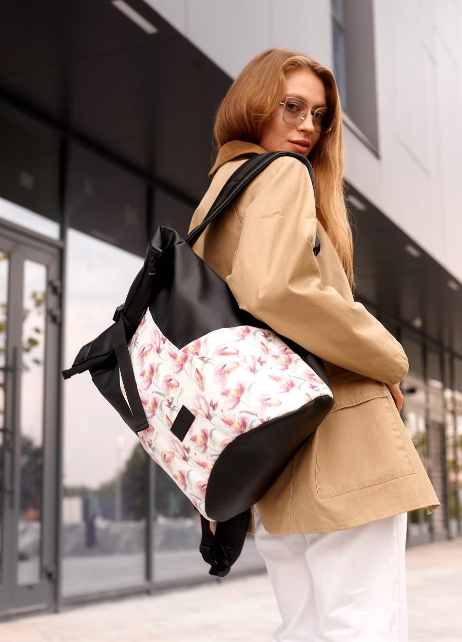Рюкзак роллтоп жіночий Sambag RollTop X з принтом чорний