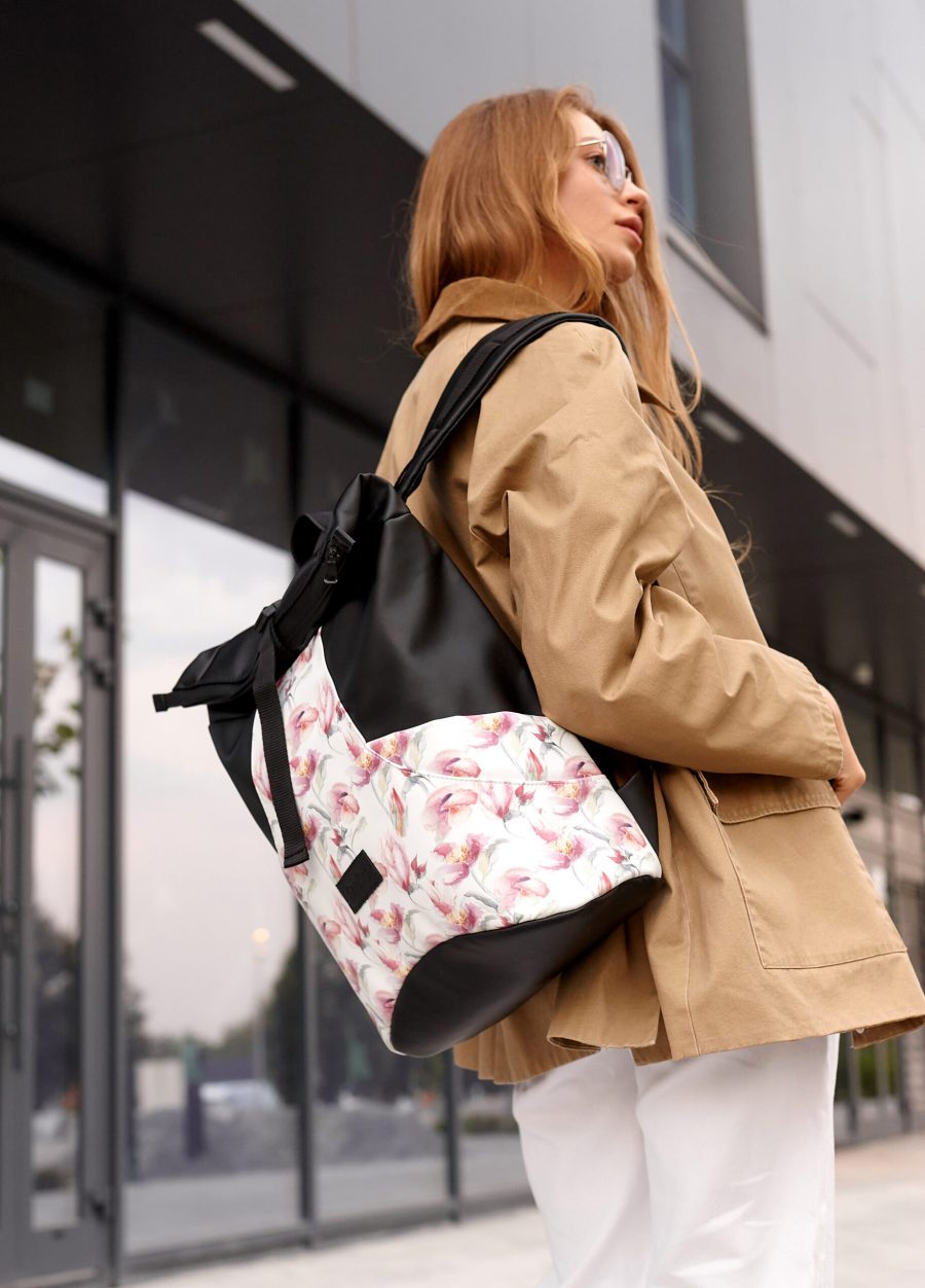 Рюкзак роллтоп жіночий Sambag RollTop X з принтом чорний