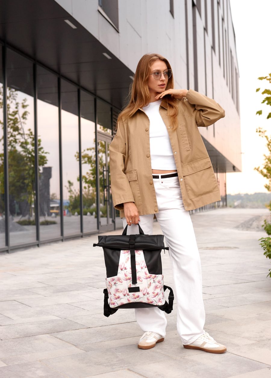 Рюкзак роллтоп жіночий Sambag RollTop X з принтом чорний