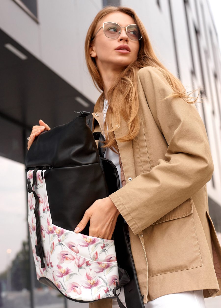Рюкзак роллтоп жіночий Sambag RollTop X з принтом чорний