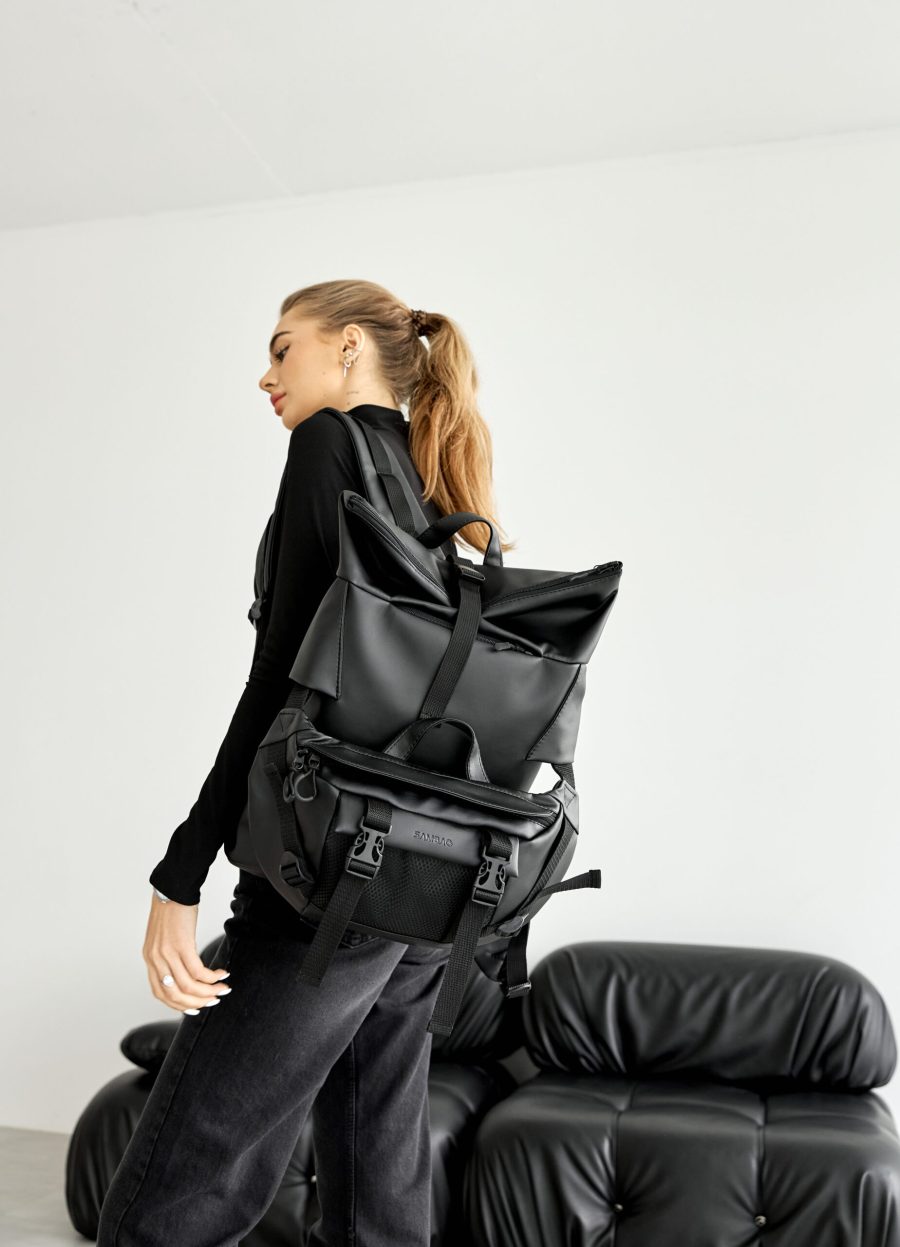 Рюкзак роллтоп жіночий Sambag RollTop Double чорний