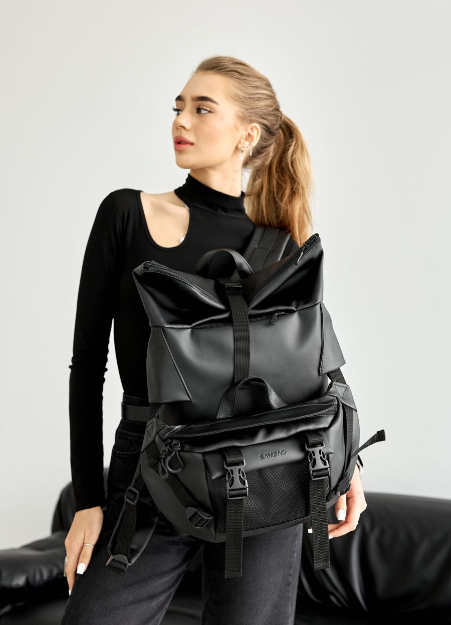 Рюкзак роллтоп жіночий Sambag RollTop Double чорний
