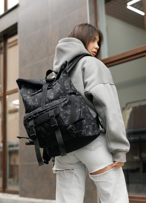 Рюкзак роллтоп жіночий Sambag RollTop Double чорний принт