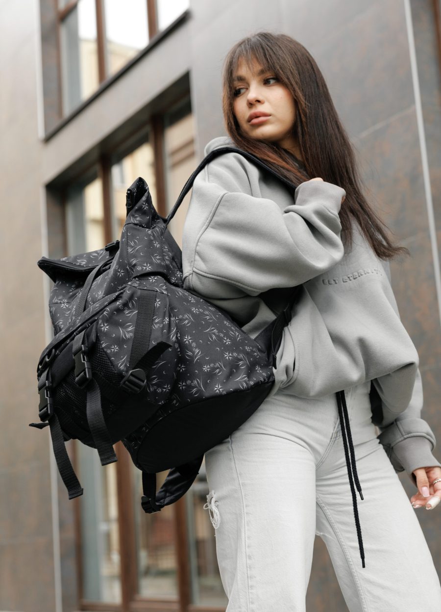 Женский рюкзак роллтоп Sambag RollTop Double черный принт