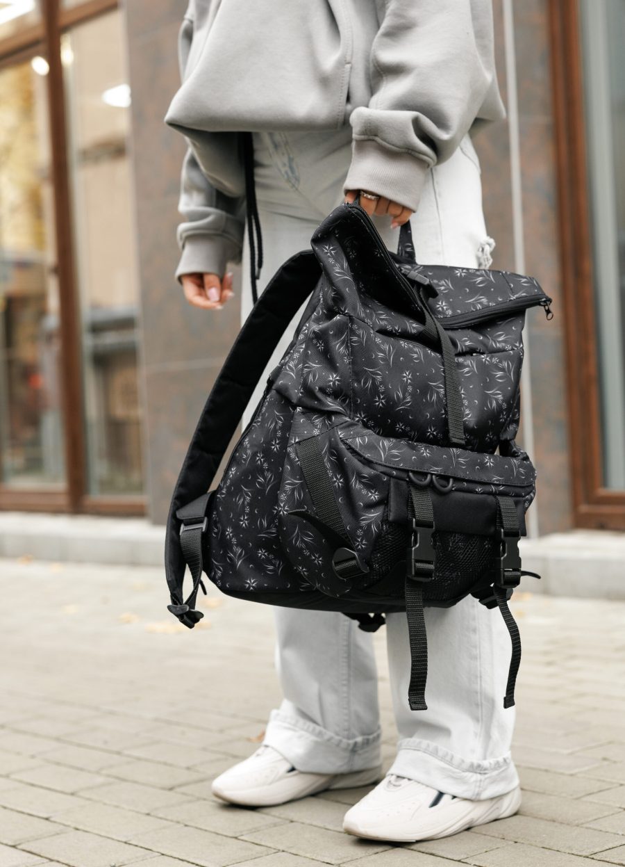 Женский рюкзак роллтоп Sambag RollTop Double черный принт