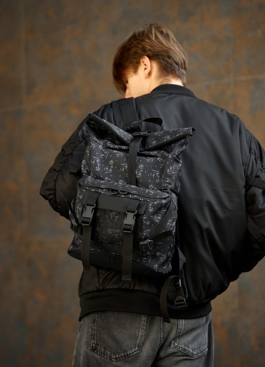 Рюкзак чоловічий роллтоп Sambag RollTop Double чорний принт