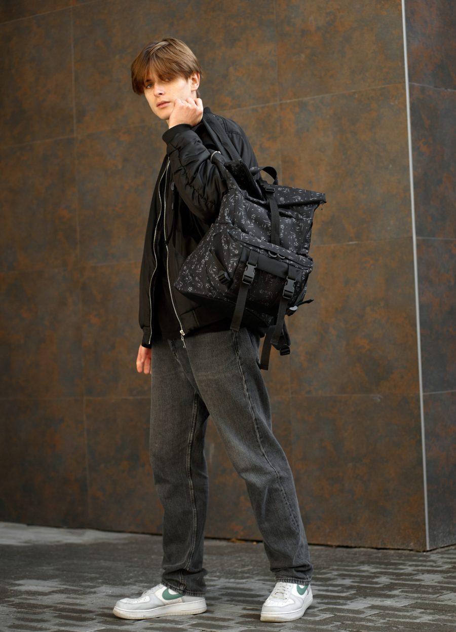 Рюкзак чоловічий роллтоп Sambag RollTop Double чорний принт