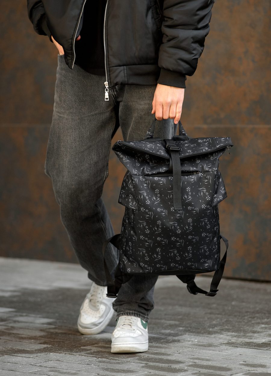 Рюкзак чоловічий роллтоп Sambag RollTop Double чорний принт