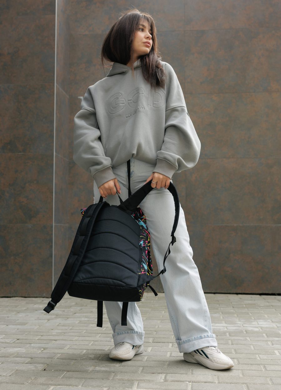 Рюкзак жіночий роллтоп Sambag RollTop Double принт чорний