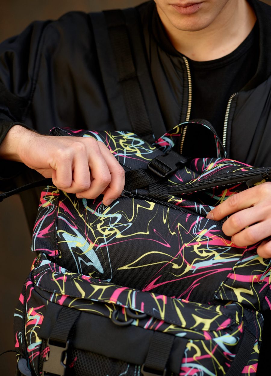 Мужской рюкзак роллтоп Sambag RollTop Double черный с принтом