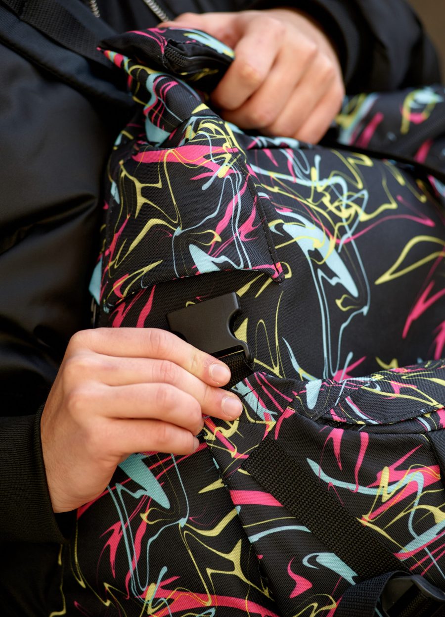 Мужской рюкзак роллтоп Sambag RollTop Double черный с принтом