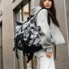 Рюкзак роллтоп жіночий Sambag RollTop Double принт чорний з білим