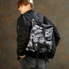 Рюкзак роллтоп чоловічий Sambag RollTop Double чорний з принтом