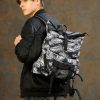 Рюкзак роллтоп чоловічий Sambag RollTop Double чорний з принтом