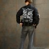 Рюкзак роллтоп чоловічий Sambag RollTop Double чорний з принтом