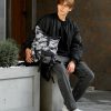 Рюкзак роллтоп чоловічий Sambag RollTop Double чорний з принтом