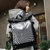 Рюкзак жіночий Sambag RollTop Hacking чорний з принтом