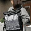Рюкзак жіночий Sambag RollTop Hacking чорний з принтом