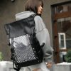 Рюкзак жіночий Sambag RollTop Hacking чорний з принтом