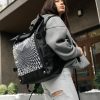 Рюкзак жіночий Sambag RollTop Hacking чорний з принтом