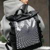 Рюкзак жіночий Sambag RollTop Hacking чорний з принтом