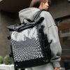 Рюкзак жіночий Sambag RollTop Hacking чорний з принтом