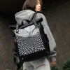 Рюкзак жіночий Sambag RollTop Hacking чорний з принтом