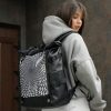Рюкзак жіночий Sambag RollTop Hacking чорний з принтом