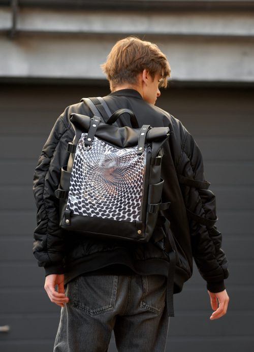 Мужской рюкзак Sambag RollTop Hacking черный принт