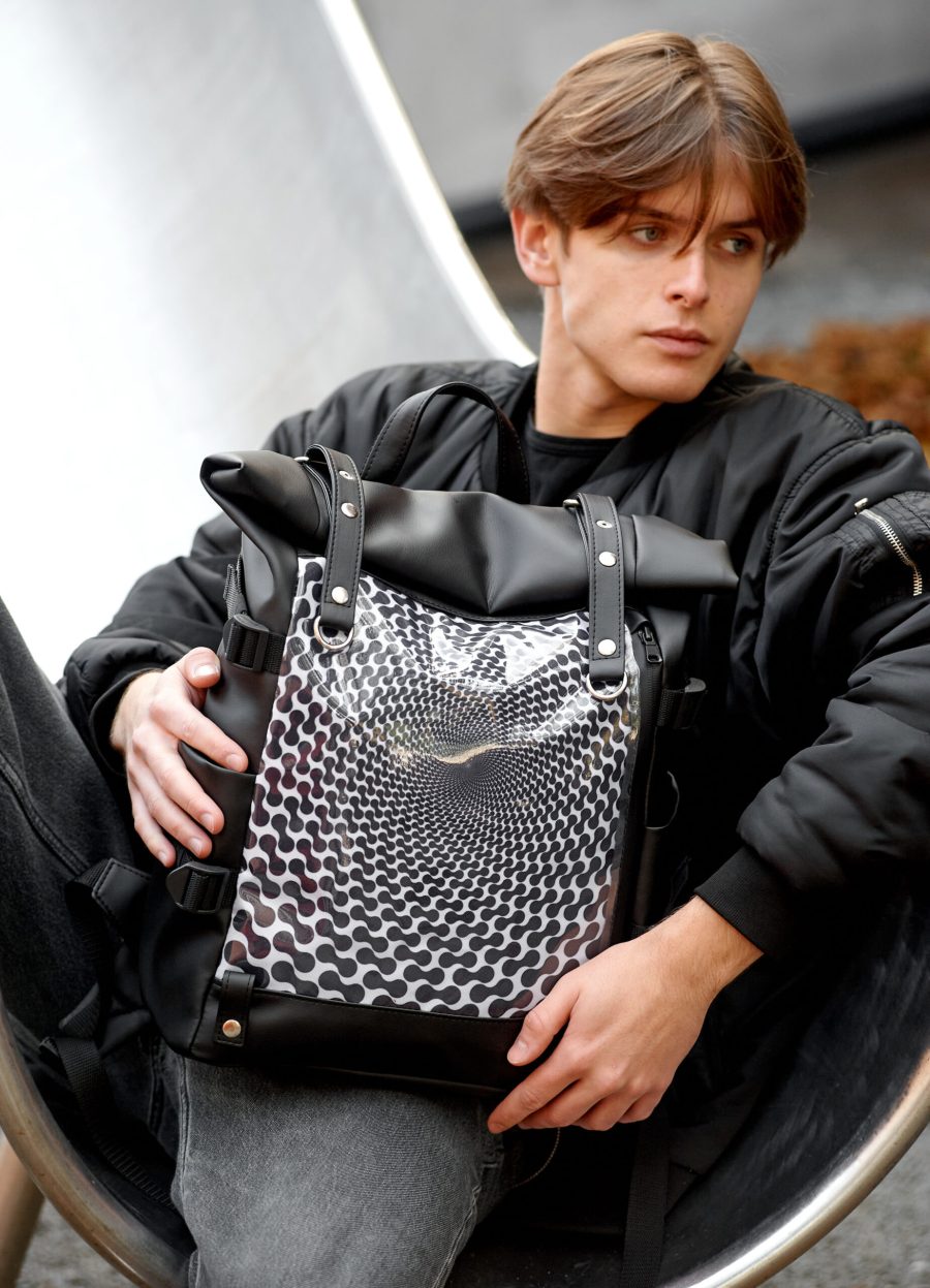 Рюкзак чоловічий Sambag RollTop Hacking принт чорний