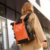 Рюкзак жіночий Sambag RollTop Hacking чорний з помаранчевим