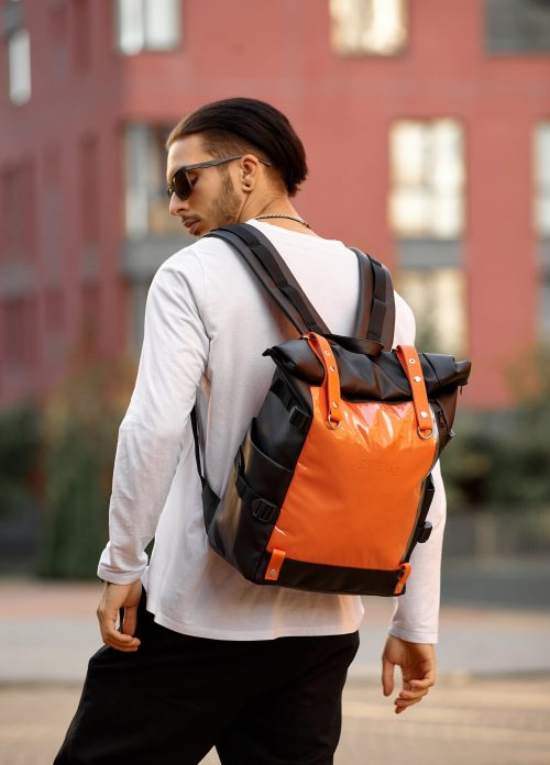 Рюкзак чоловічий Sambag RollTop Hacking чорний з помаранчевим